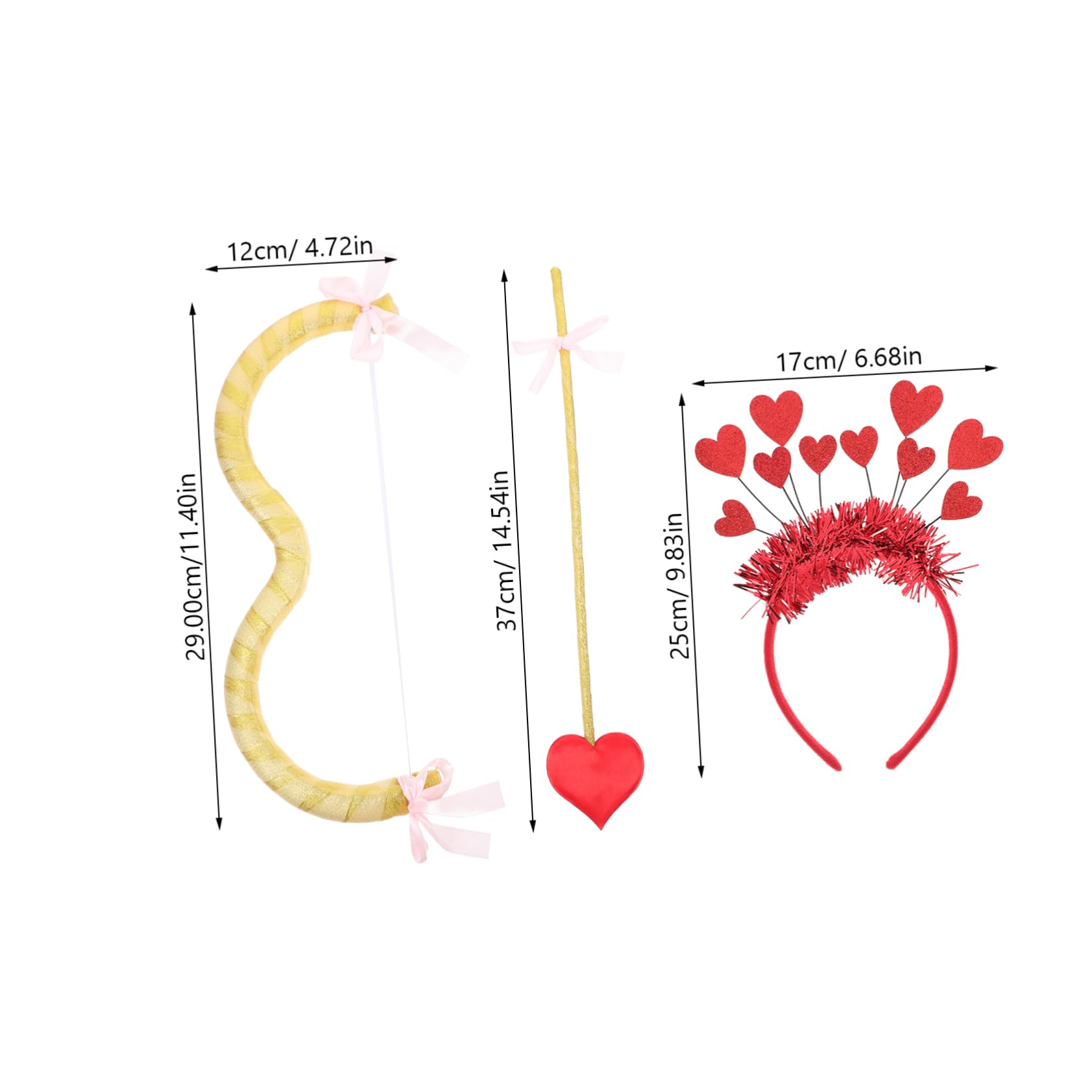 BESPORTBLE Valentine's Day Cupid Costume Set for Women Gold Cupid Arrow Prop with Heart Headband Versatile Cosplay Accessory for Parties Masquerades and Themed Events - Image 2