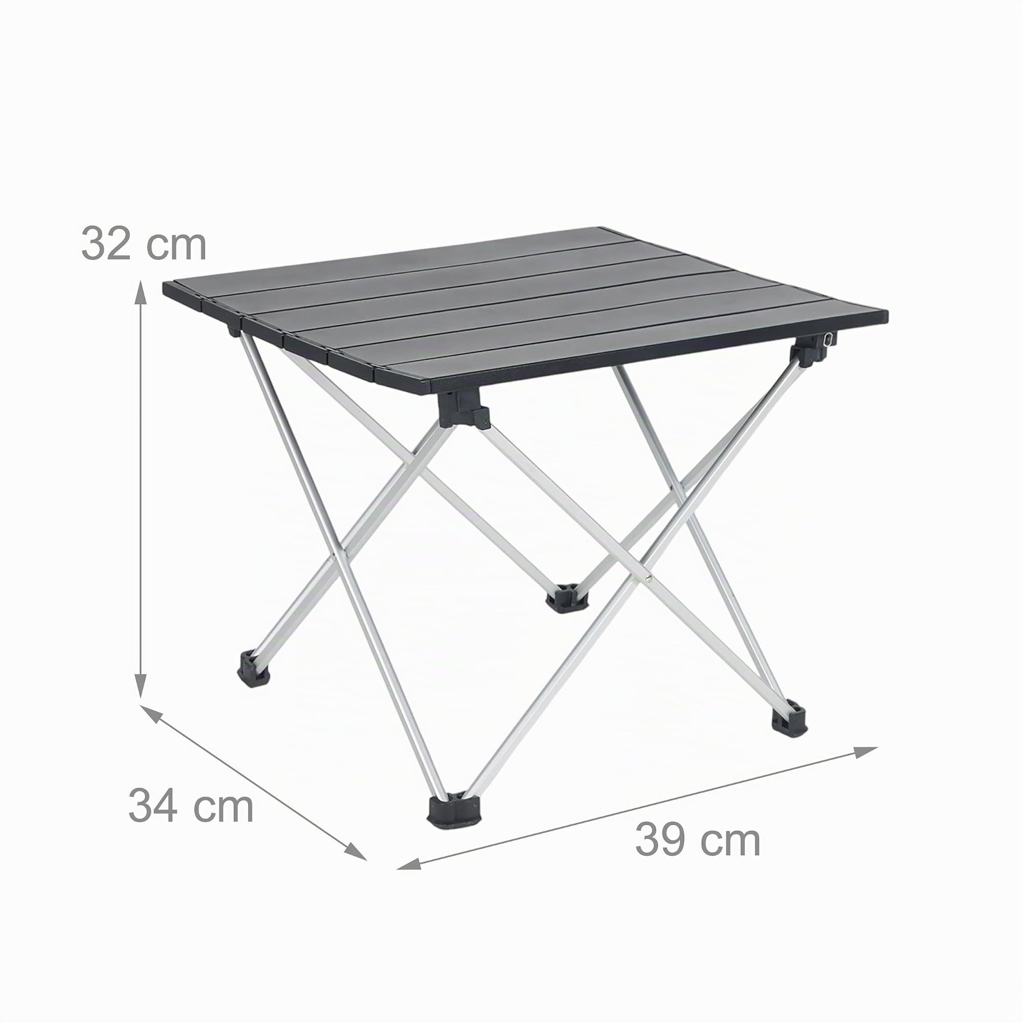 Relaxdays Tavolino da Campeggio Pieghevole, HLP 32x39x34 cm, Tavolo da Giardino Esterno per Picnic, in Alluminio, Nero