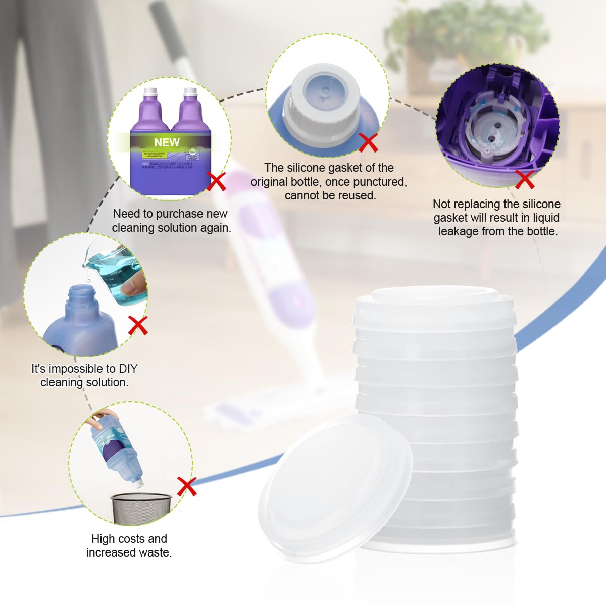 19-Pack Refillable Bottles For Swiffer Wet Jet Mop - 500ml Leak-Proof HDPE Bottles With Seals & Funnel