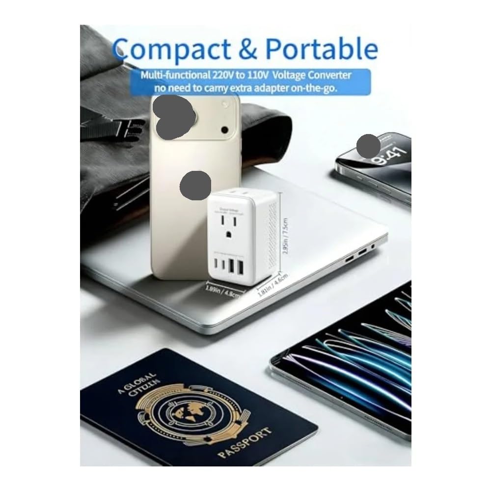 Convertitore di tensione viaggio 220V a 110V | White-S