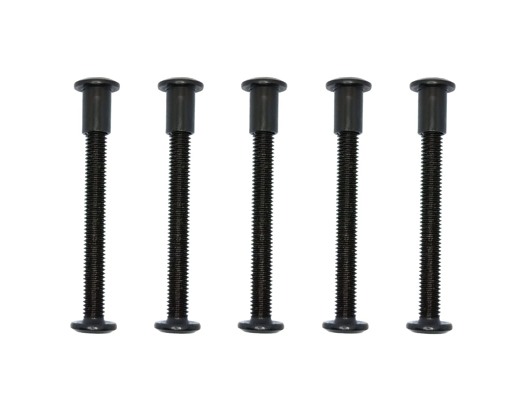 Screw Post Fit for 5/16 inch(8mm) Hole Dia, Male M6x60mm Female 12mm Hex Drive Binding Bolts for Leather Wood Furniture, Carbon Steel Black 5 Sets