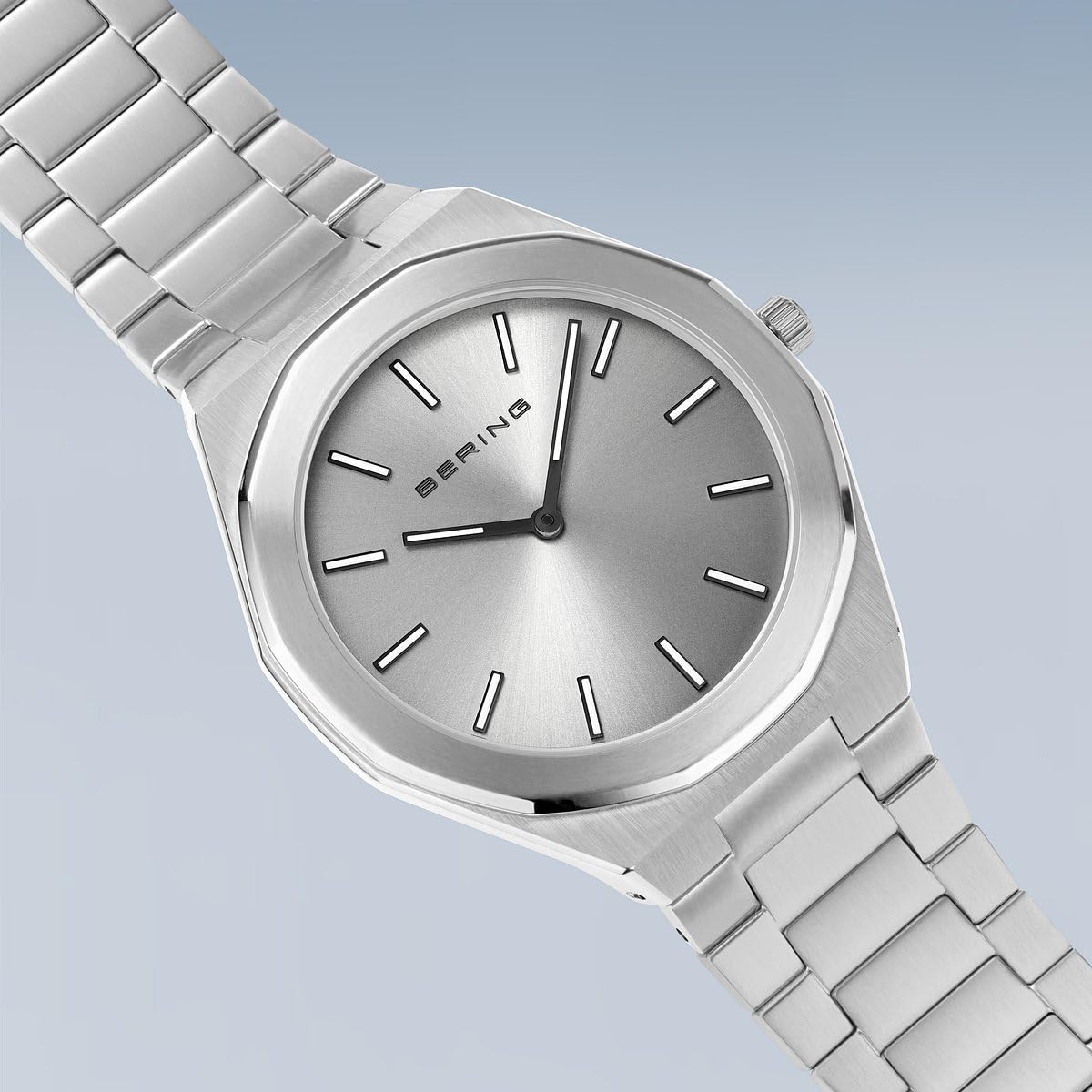 Bering 19641 Reloj de Cuarzo para Hombre con Caja de Acero Inoxidable de 41 mm y Esfera, Brazalete y Detalles en Acero Inoxidable, Resistencia al Agua de 3 ATM