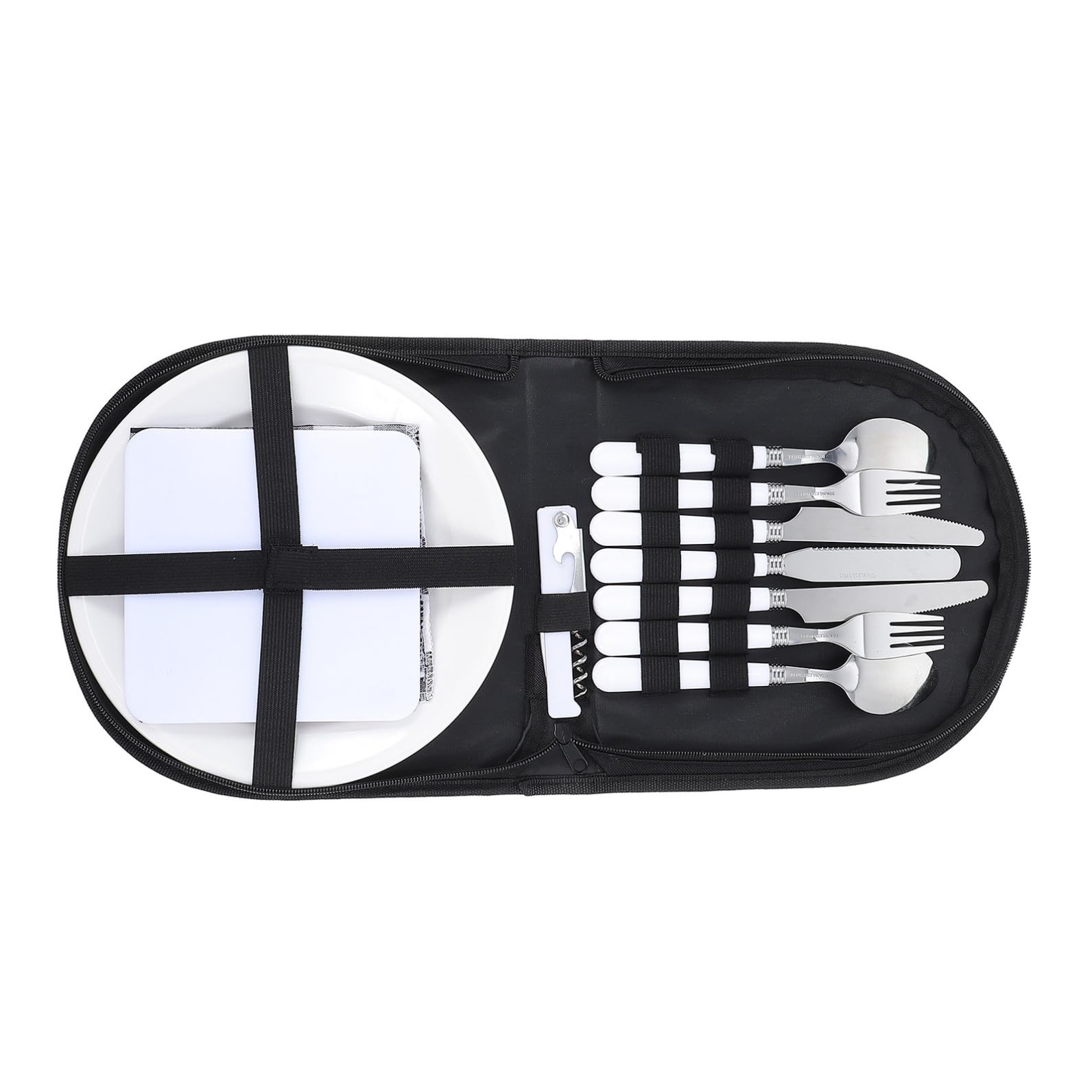 Set de Couverts de Camping Réutilisable et Portable en Acier Inoxydable Léger et Pratique Kit de Vaisselle Noir 1 Set Complet pour Voyage et Camping
