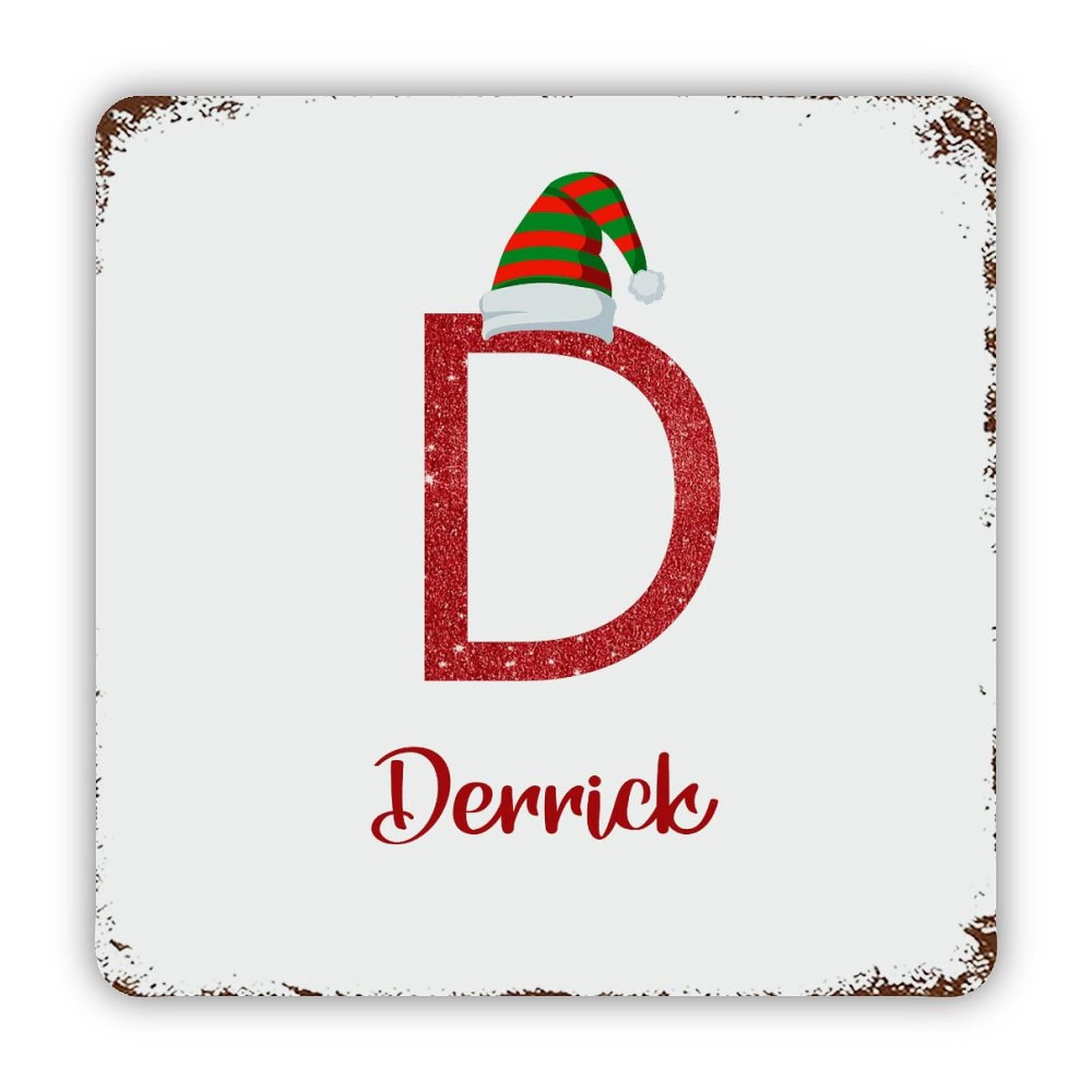 ENEDNATE Farmhouse Rustic Aluminum Sign Personalized Name Custom Initial Letter D Metal Sign Retro Aluminum Tin Sign for Kitchen Bedroom Living Room Wall Art Door Hanger Home Decor Sign 12x12 Inch
