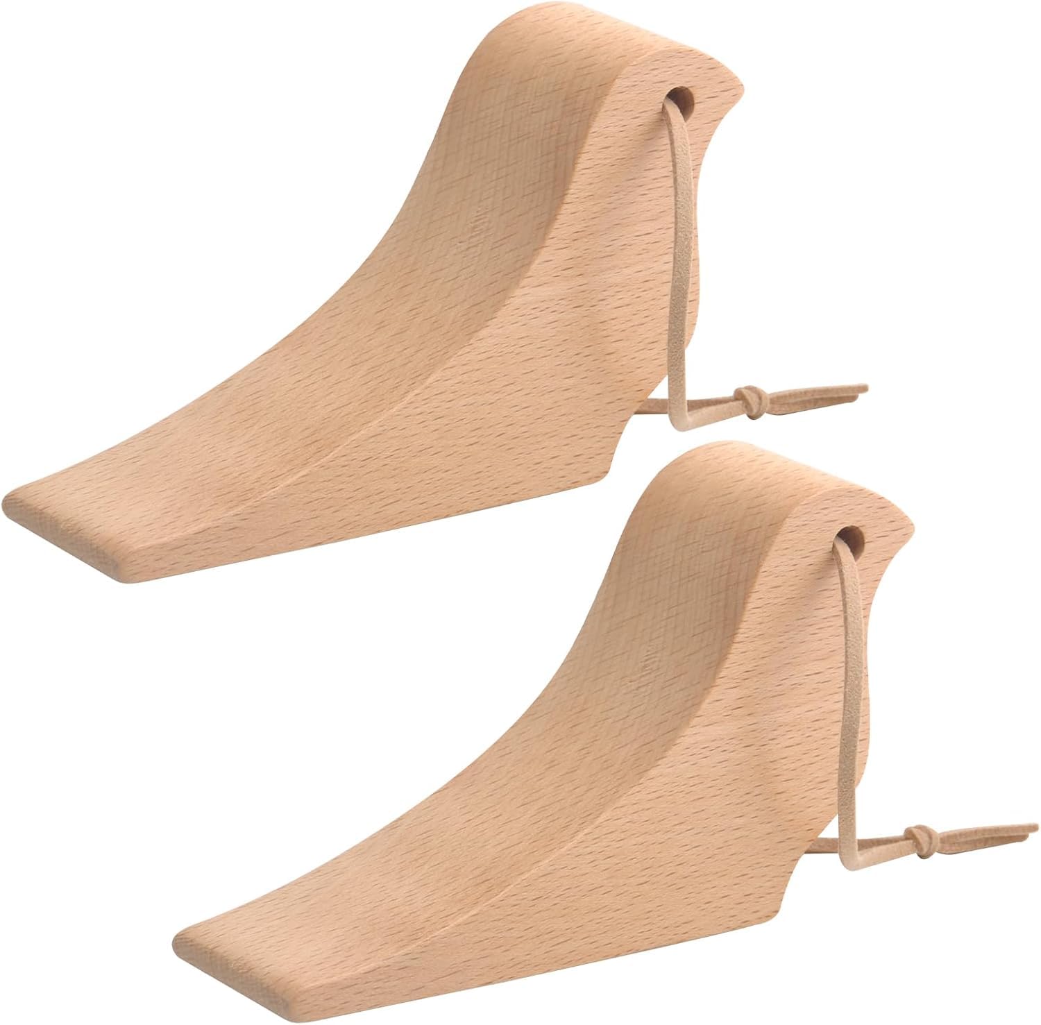 KQDRAVINE 2 Pcs Beech Door Stoppers, Strongest Non-Slip Bird Shape Doorstop Wedge with Lanyard, Wooden Door Wedge for All Floors and Types of Doors