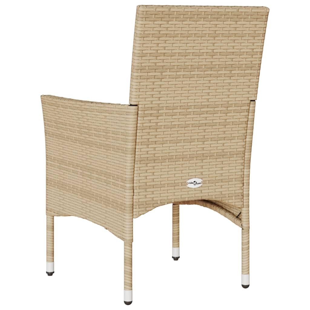 vidaXL Gartenstühle 2 STK., Gartenstuhl mit Kissen, Stuhlset Stuhl Sessel für Garten Terrasse Balkon, Essstuhl Gartensessel, Beige Poly Rattan