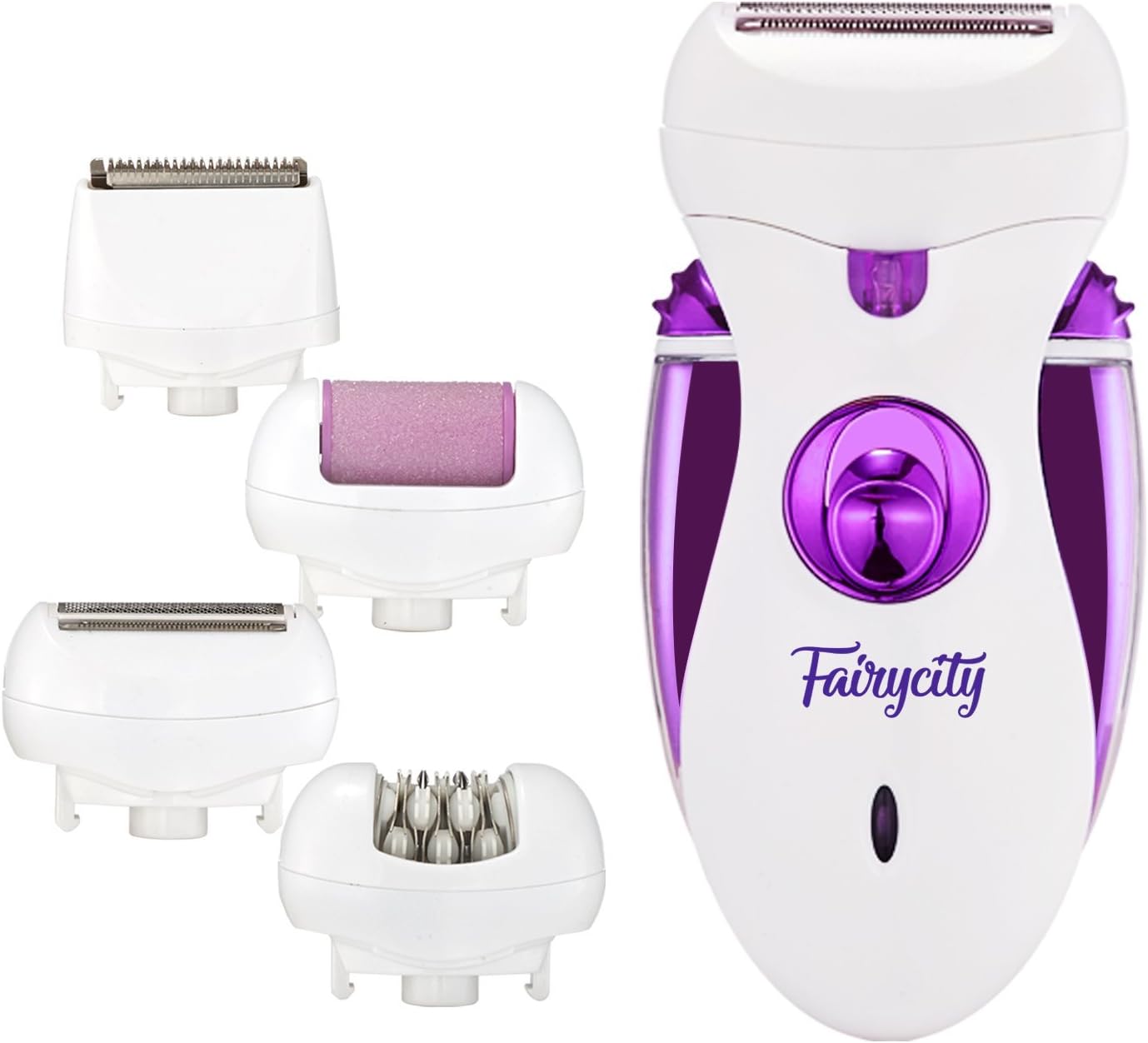 Fairycity Electric Epilator for Women Hair Remover Shaver Bikini Trimmer Ladies Razor Callus Remover 4 in 1 Rechargeable Hair Removal for Face Body Underarms Legs Feet