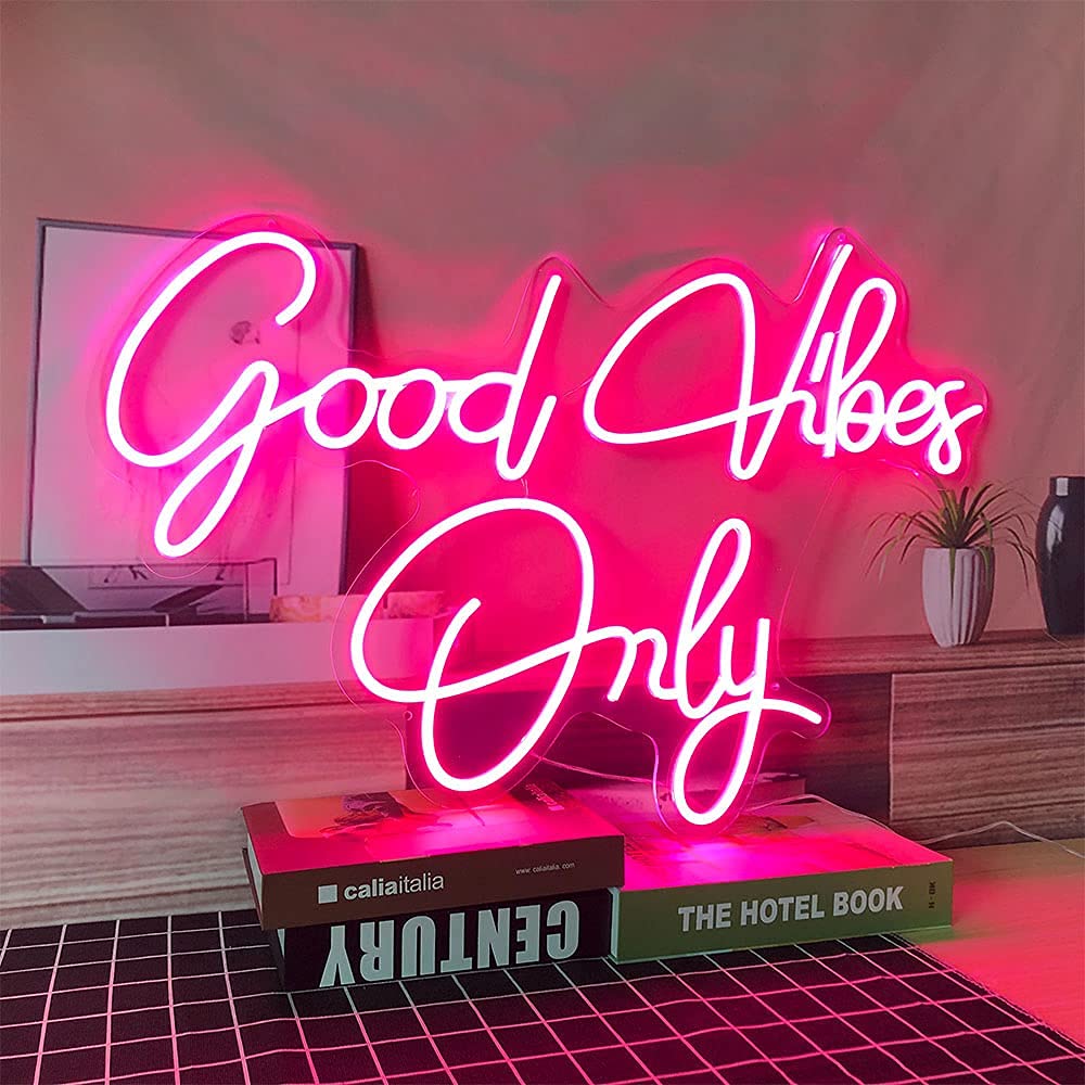 Neon Sign Good Vibes Only LED Neon Sign for Wedding Decor Store Bedroom Apartment Room Bar Club Birt