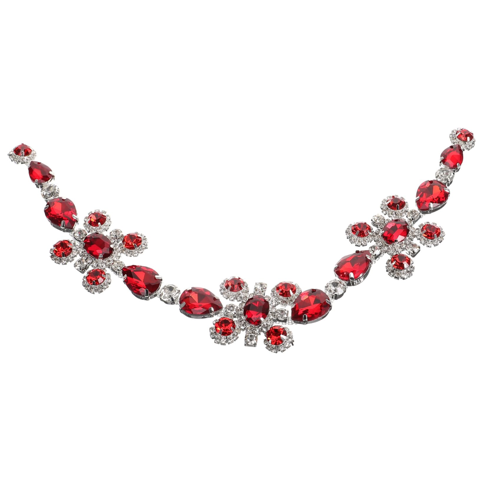 Apliques de cristal rojo ovalado de alta calidad para alta costura y bolsos de gala