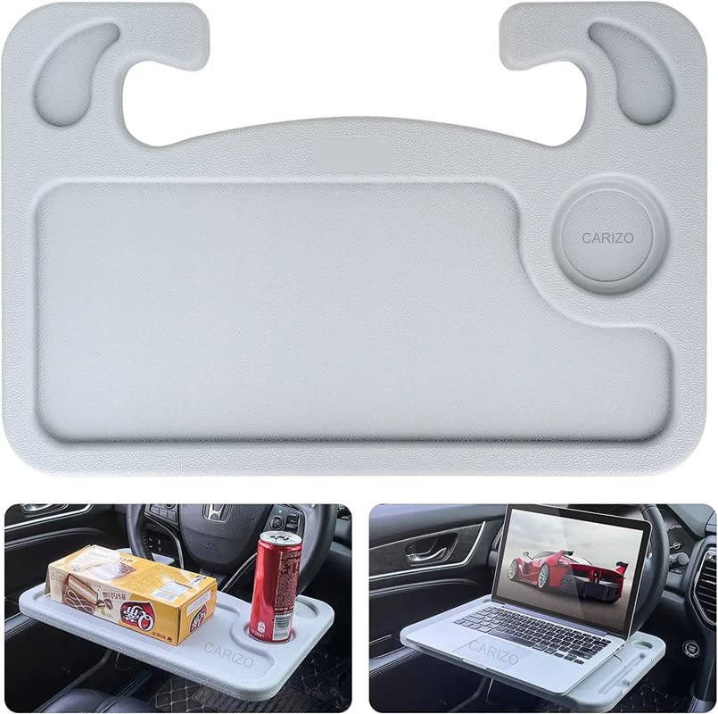 CARIZO Multifunction Wheel Tray Car Steering Wheel Desk for Computer, Food, Snack, Lunch, Drinking, Car Laptop Desk/Eating Table (Grey) Compatible with Nissan Sunny (2011-2015)