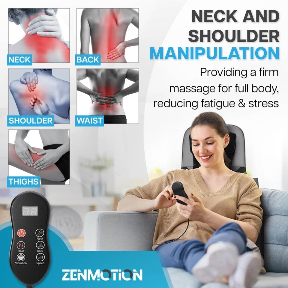 Miniatura 2 de Masajeador de espalda completa con almohadilla para silla de masaje Shiatsu, masajeador de espalda Shiatsu de 12 puntos para silla con masaje de