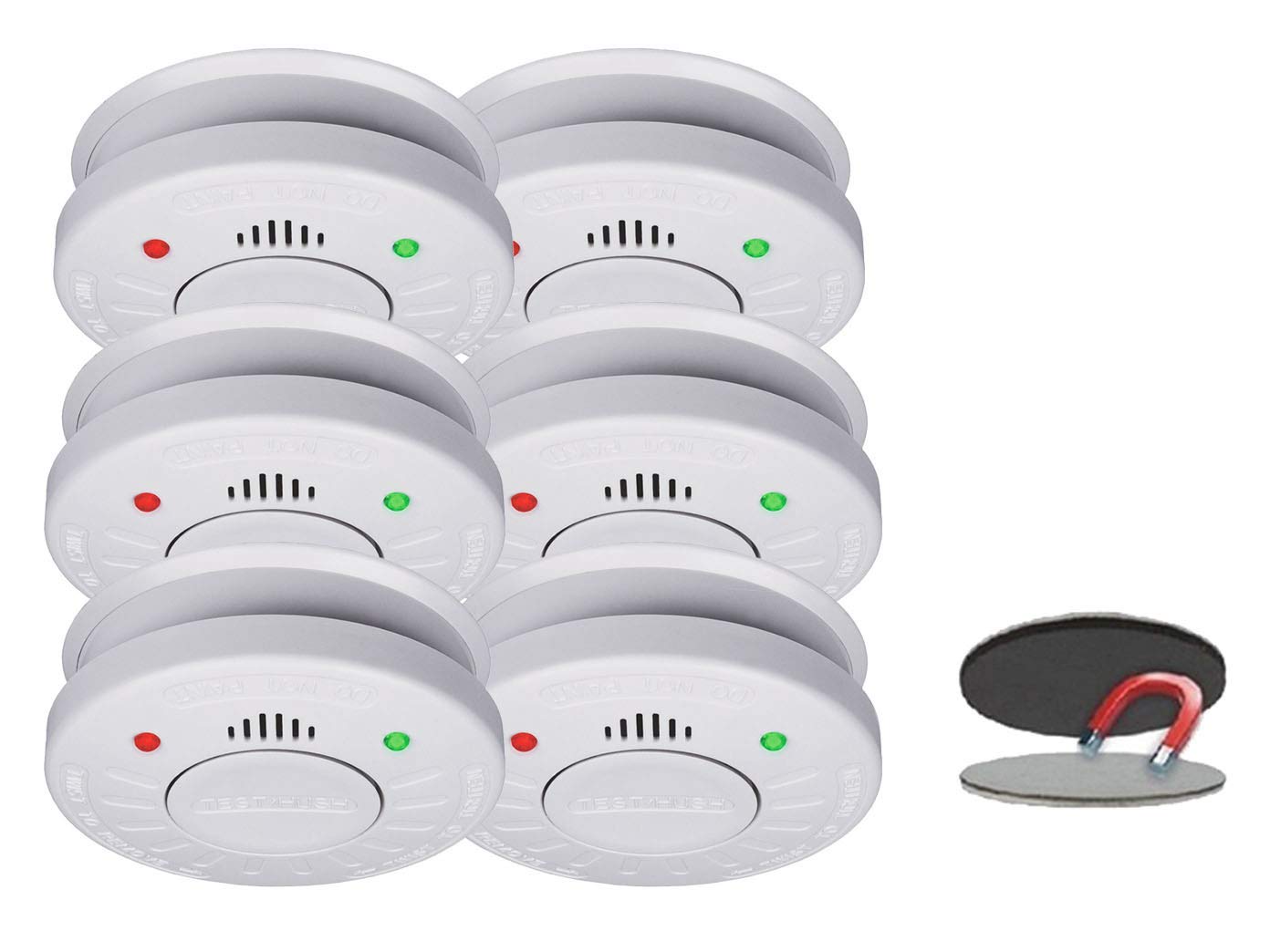 Juego de 6 Smartwares 10 años – Detectores de humo (Certificado VDS de silencio – – con una práctica placa magnética para la instalación rápida & limpio.
