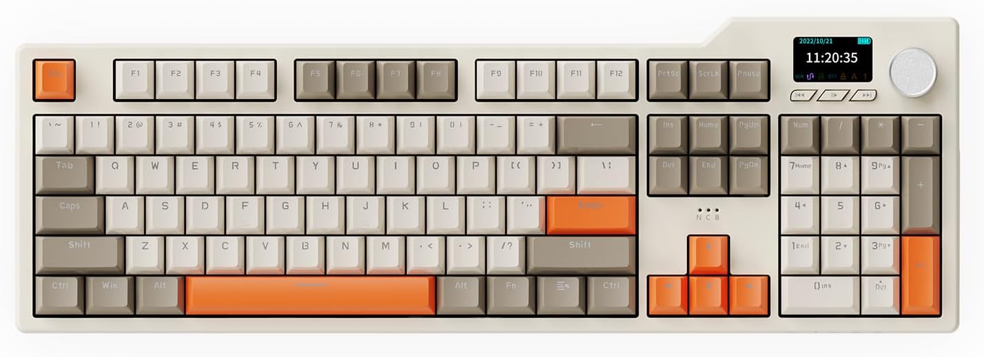 NACODEX AK35I V3 104 Keys RGB Gasket Mount Mechanical Keyboard | Amazing 8000mAh Bluetooth /2.4G /Wired PC Gaming Custom Keyboard with Five Layer Pad | Knob Control | Cherry Profile PBT Keycaps