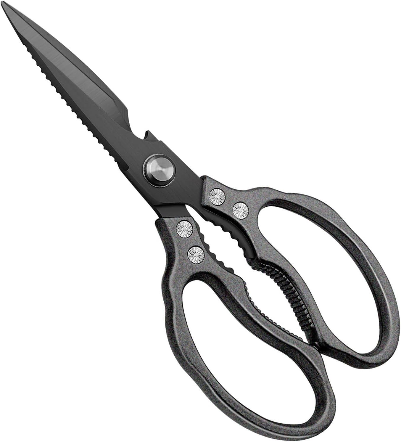 Kitchen Scissors, Multi-Purpose Kitchen Shears, Heavy Duty Dishwasher Safe Food Scissors for Chicken, Poultry, Fish, Meat & Herbs with Non-Slip Grips - ALL Black