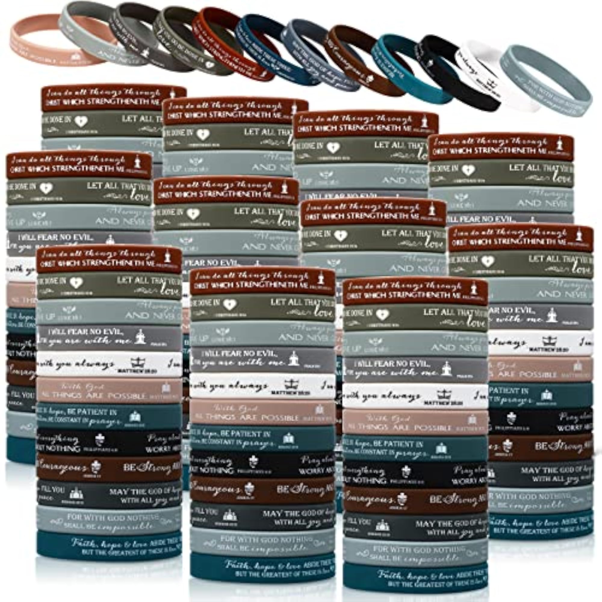 240 Pcs Bible Verse Bracelets Bulk Christian Gift