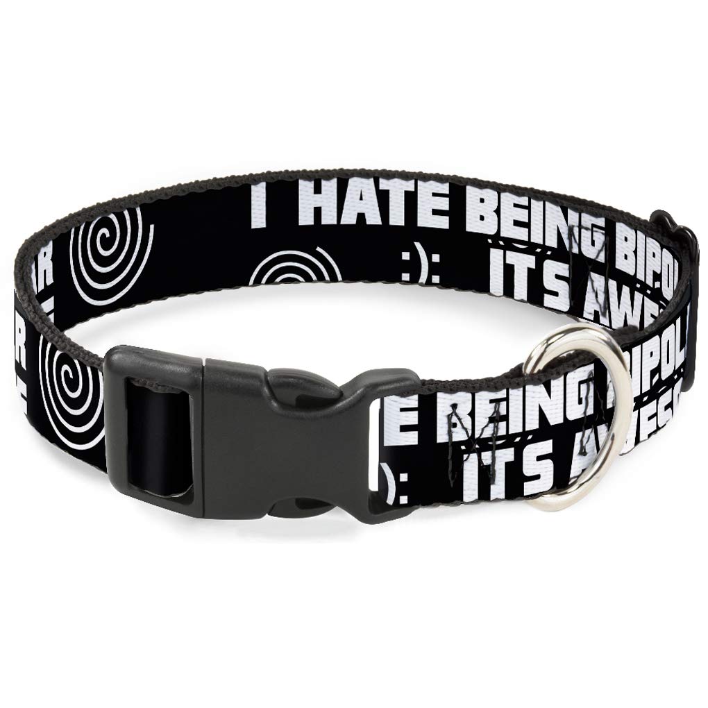 Collier Buckle Down 16-58,4 cm noir et blanc pour les balades et l'éducation de votre chien