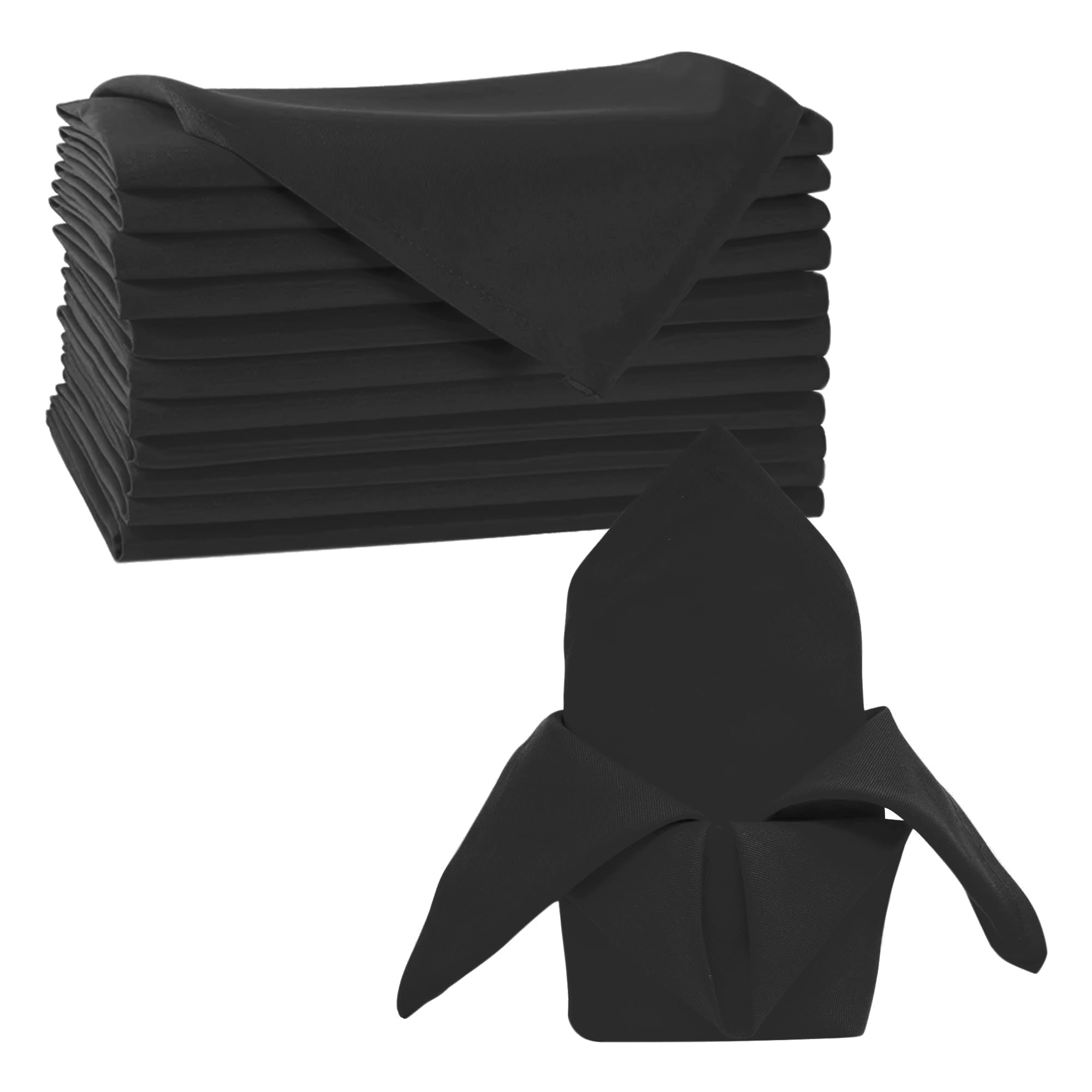 Trimming Shop 20 x 20 Inch Black Cloth Napkins 100% Polyester, 6pcs — image 1