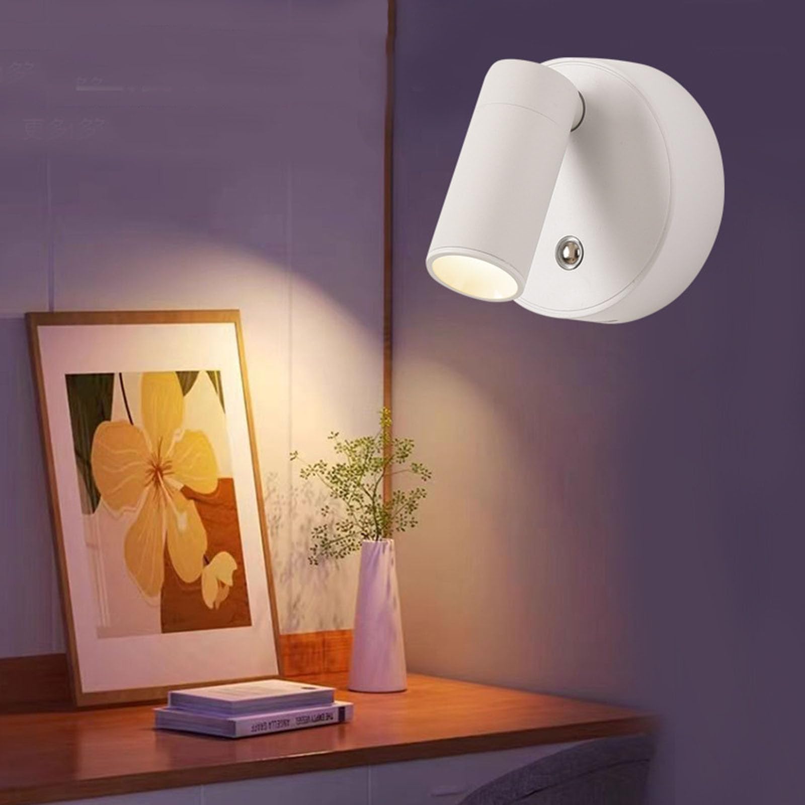 Lampada da Parete LED Senza Fili, Lampada da Lettura a Parete con Controllo Touch, Luce a Batteria, nessun Cablaggio richiesto, Illuminazione a Parete per Camera da Letto, Hotel, b