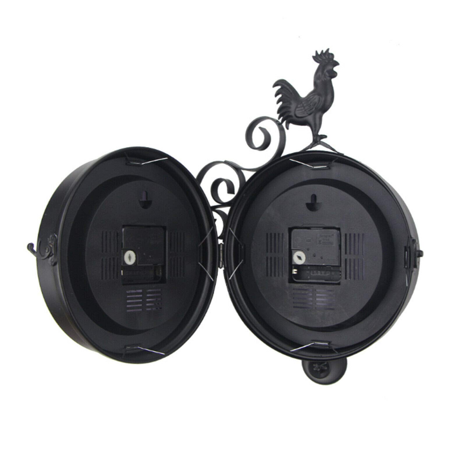 Reloj de pared retro, estilo antiguo, reloj de estación de tren de doble cara, metal redondo, para exteriores, decorativo, 30 x 9 x 37 cm, para jardín, pasillos, porche, estación de tren