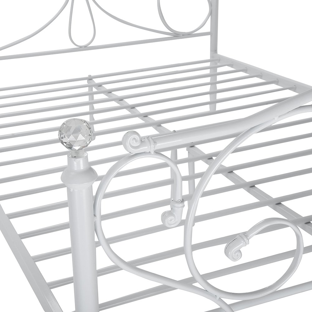 Panana Luxury White 4FT6 Double Metal Bed Frame with Crystal Finials