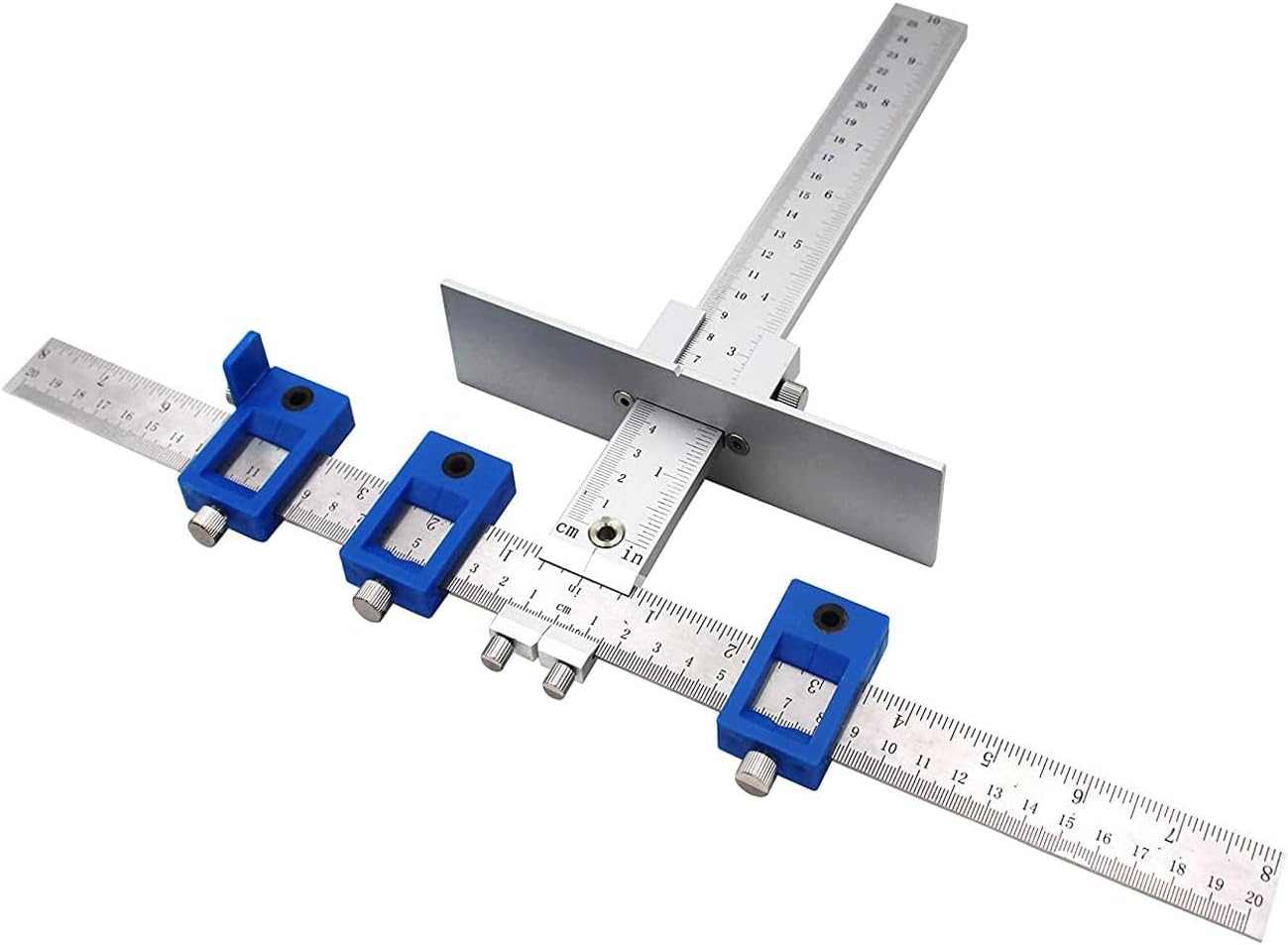 ShineUs Cabinet Hardware Jig, Metal Cabinet Handle Jig with Automatic Center Punch, Use for Handles and Pulls on Drawers/Doors-Both Inch and Metric