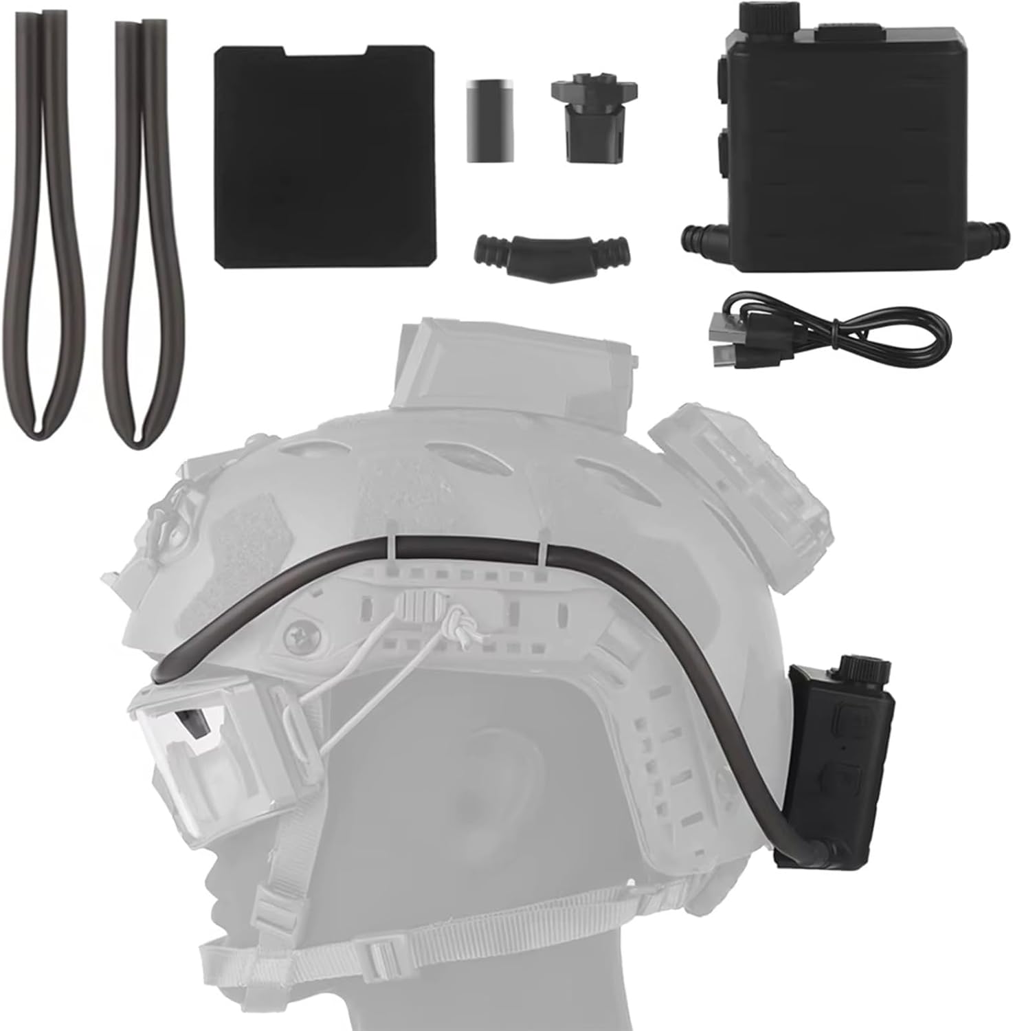 Goggles Anti-Fog Fan Kit - Turbo Button Defogger with Magnetic Hose Header & Speed Knob 6-10H Runtime for Tactical Cycling
