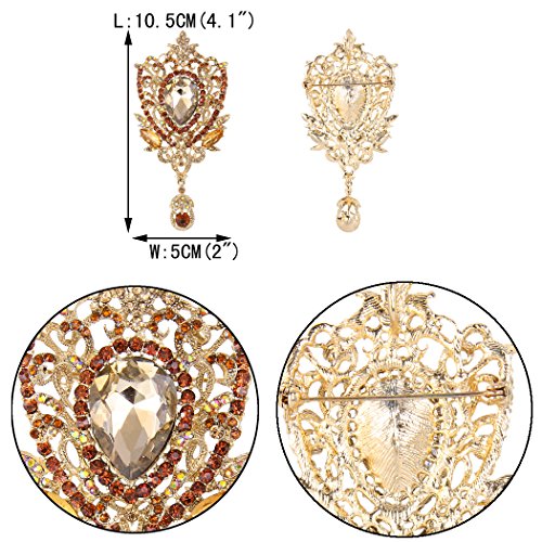 Image of EVER FAITH Women's Rhinestone Crystal Art Deco Floral Vine Tear Drop Banquet Brooch Pendant