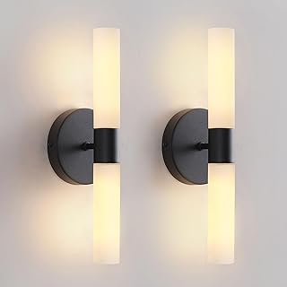 Wall Sconces Set of Two Matte Black Bathroom Wall Sconce Light Set of 2 ...