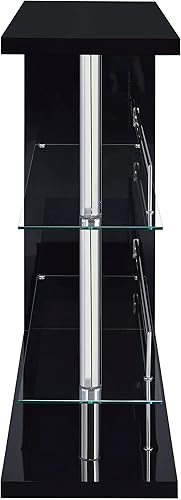 Miniatura 4 de Coaster Home Furnishings Prescott - Mesa rectangular para vino con estantes de vidrio templado transparente y estantes para copas - Comedor y bar