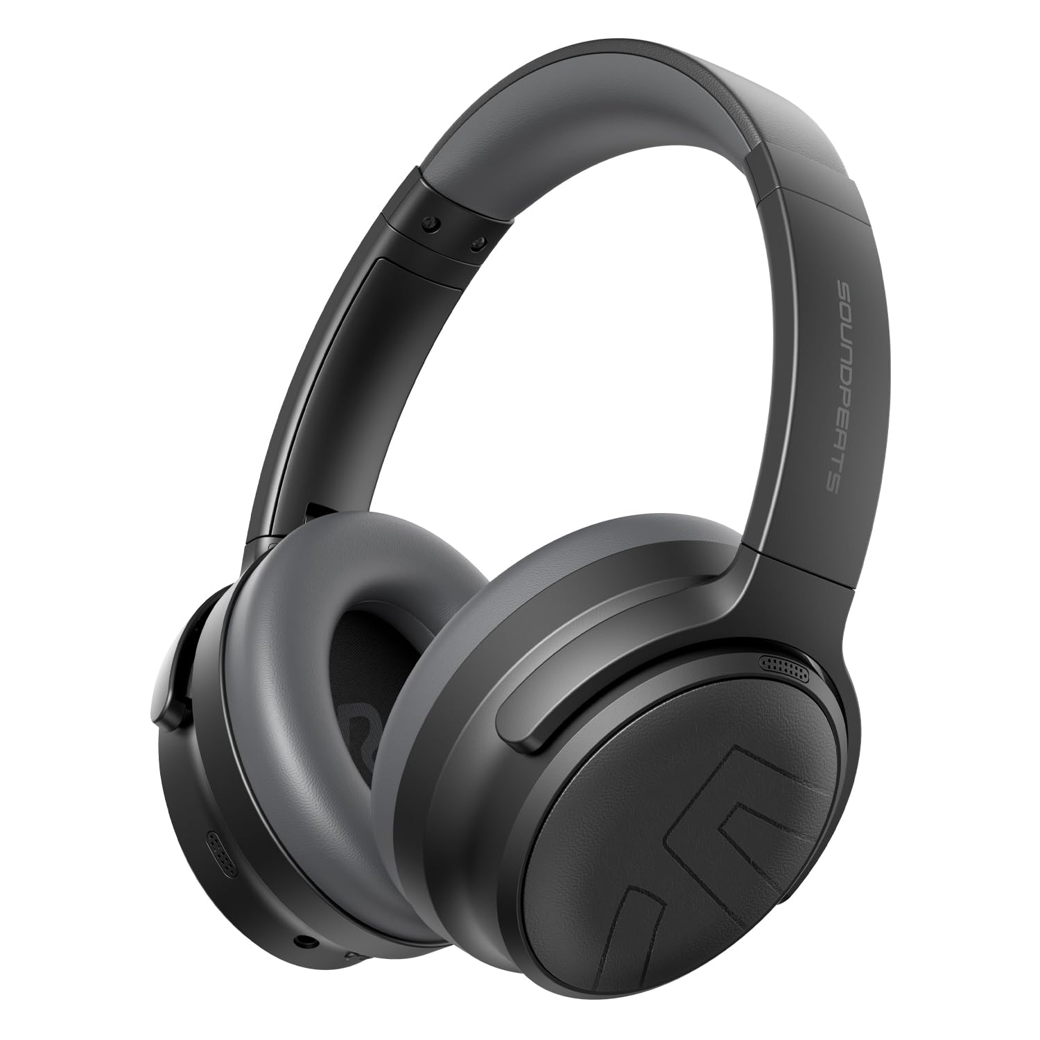 SoundPEATS Space Pro Cuffie Bluetooth 5.4 Over-Ear, Cancellazione Attiva del Rumore Ibrida, 151 Ore di Autonomia, LDAC Hi-Res Audio, Comode Regolabili, 282g, per Smart Working e Viaggi, Nero