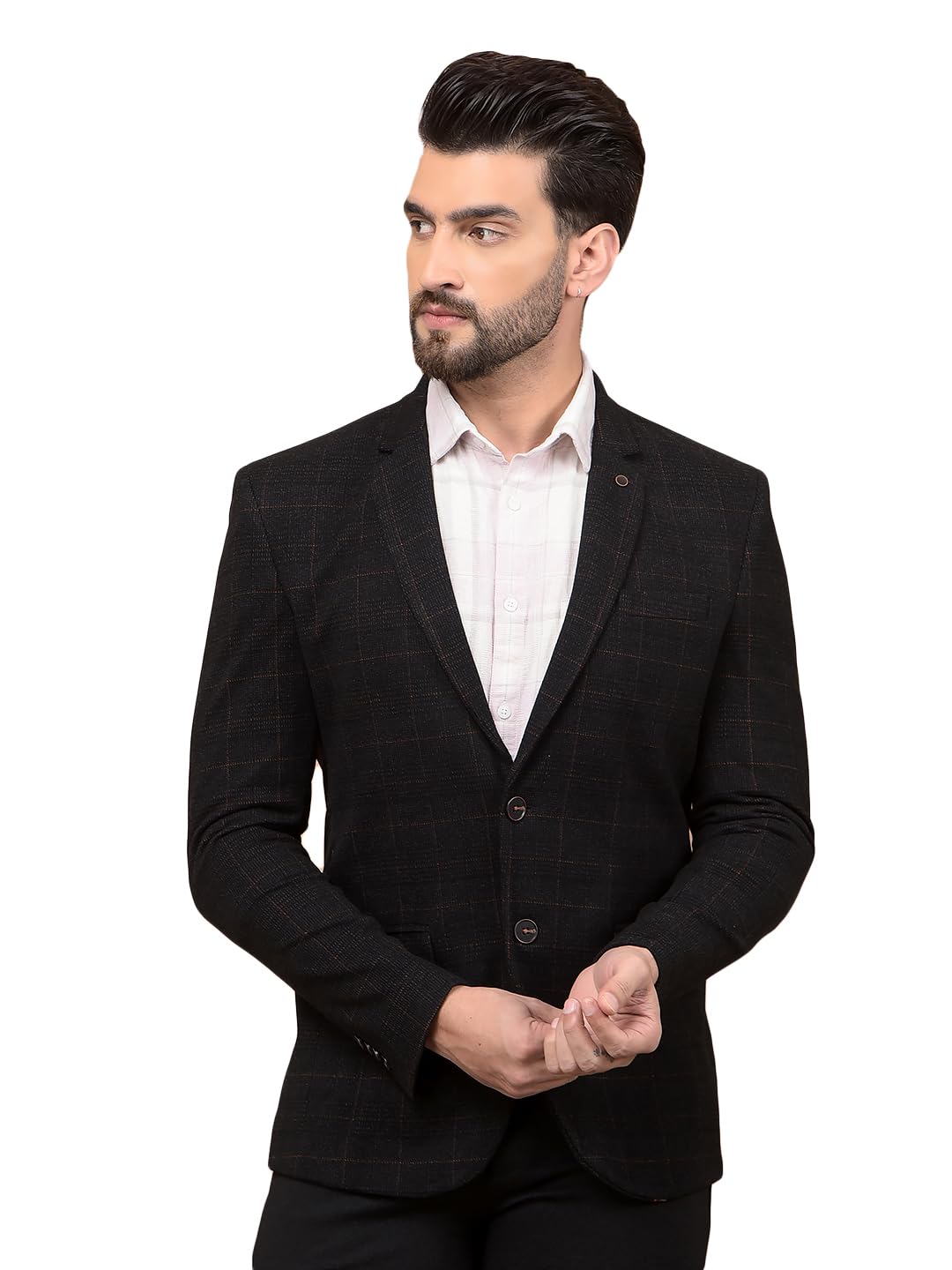 crimsoune club Men's Black Checked Single Breasted Blazer-picture-20