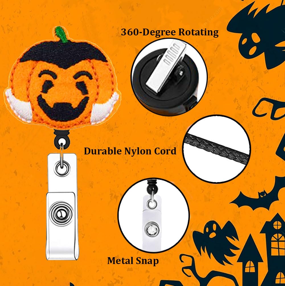 Uchwyt na kołowrotek z identyfikatorem, 10 opakowań, chowane, urocze wzory czaszki na Halloween, do pracy, biura, krokodylka, akcesoria (zestaw 02-10 szt.)