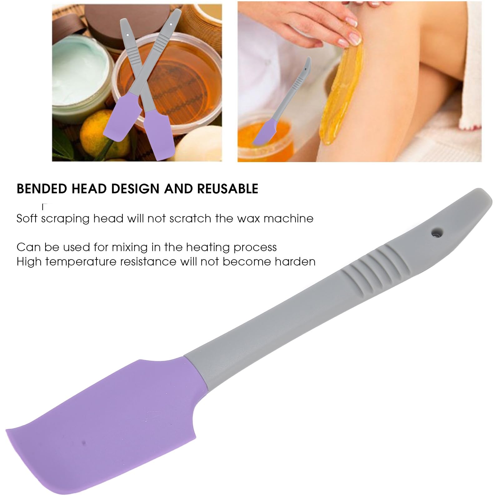 Matybobe Spatole di Cera in Silicone Riutilizzabili Applicatore Flessibile per Mescolare e Raschiare la Cera - Elevata Resistenza Al Calore 1 Confezione (Viola)