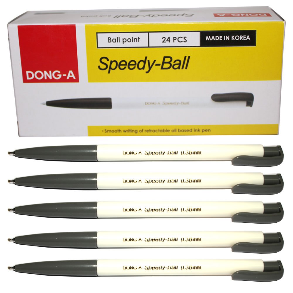 Dong-ASpeedy-Ball 0.38mm Smooth Writing Retractable Oil Based Ink Ball Point Pen Dozen Box (Pack of 24) - Black