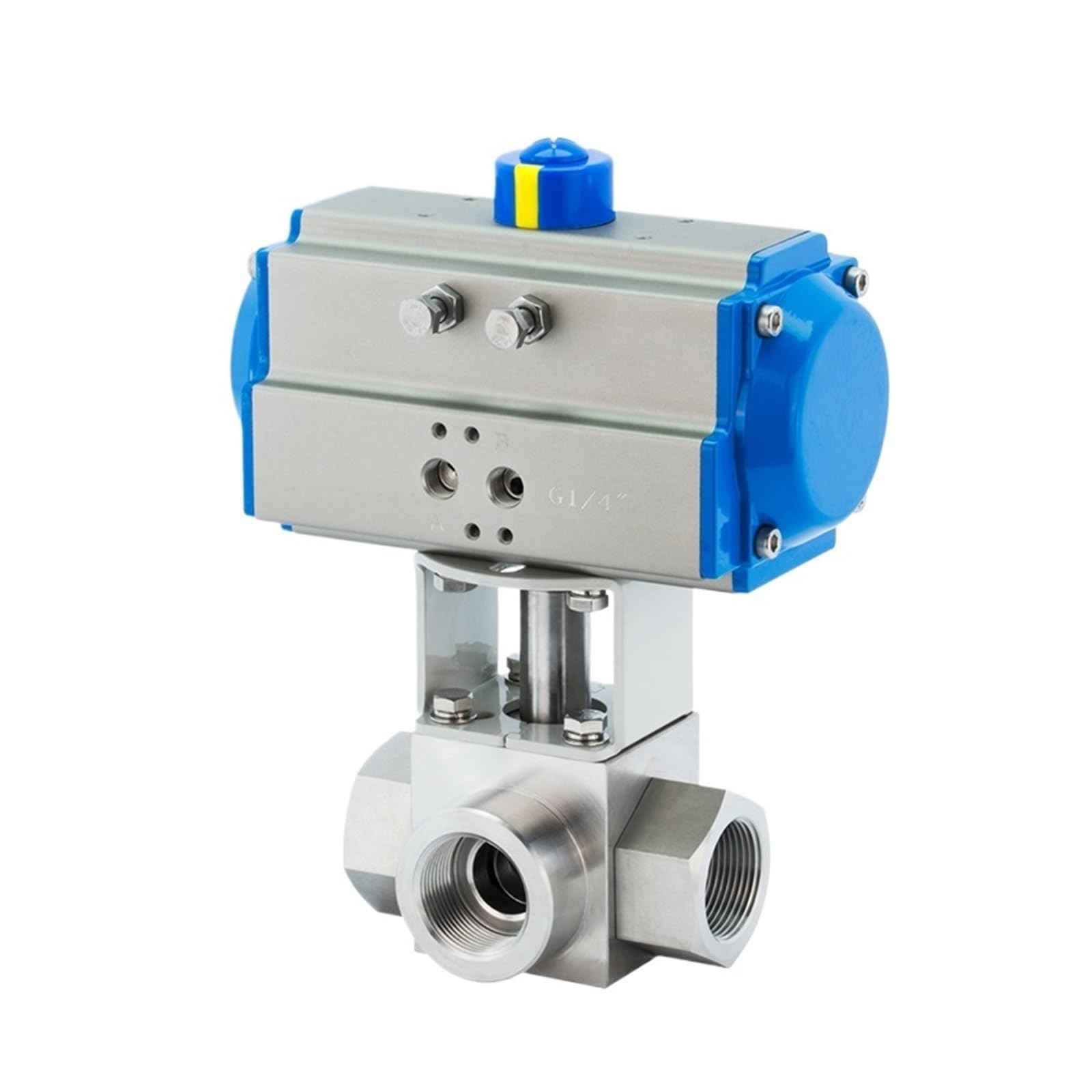 Actionneur de vanne à Boisseau sphérique pneumatique DN8/DN10/DN15 32 Mpa 300 Bar Vanne Haute Pression 3 Voies en Acier Inoxydable SS304 1/4 3/8 1/2 TL Type(Dn10,T Type A)