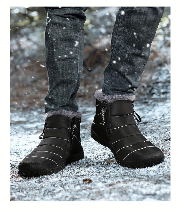 Men's winter large-sized sports shoes - high-top with fleece lining and thick padding for warmth. Outdoor snow boots.3