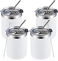 Vista 24 de MEWAY Paquete de 8 tazas de café de 12 onzas con tapa, taza de café reutilizable de acero inoxidable aislada, taza de café duradera de doble pared