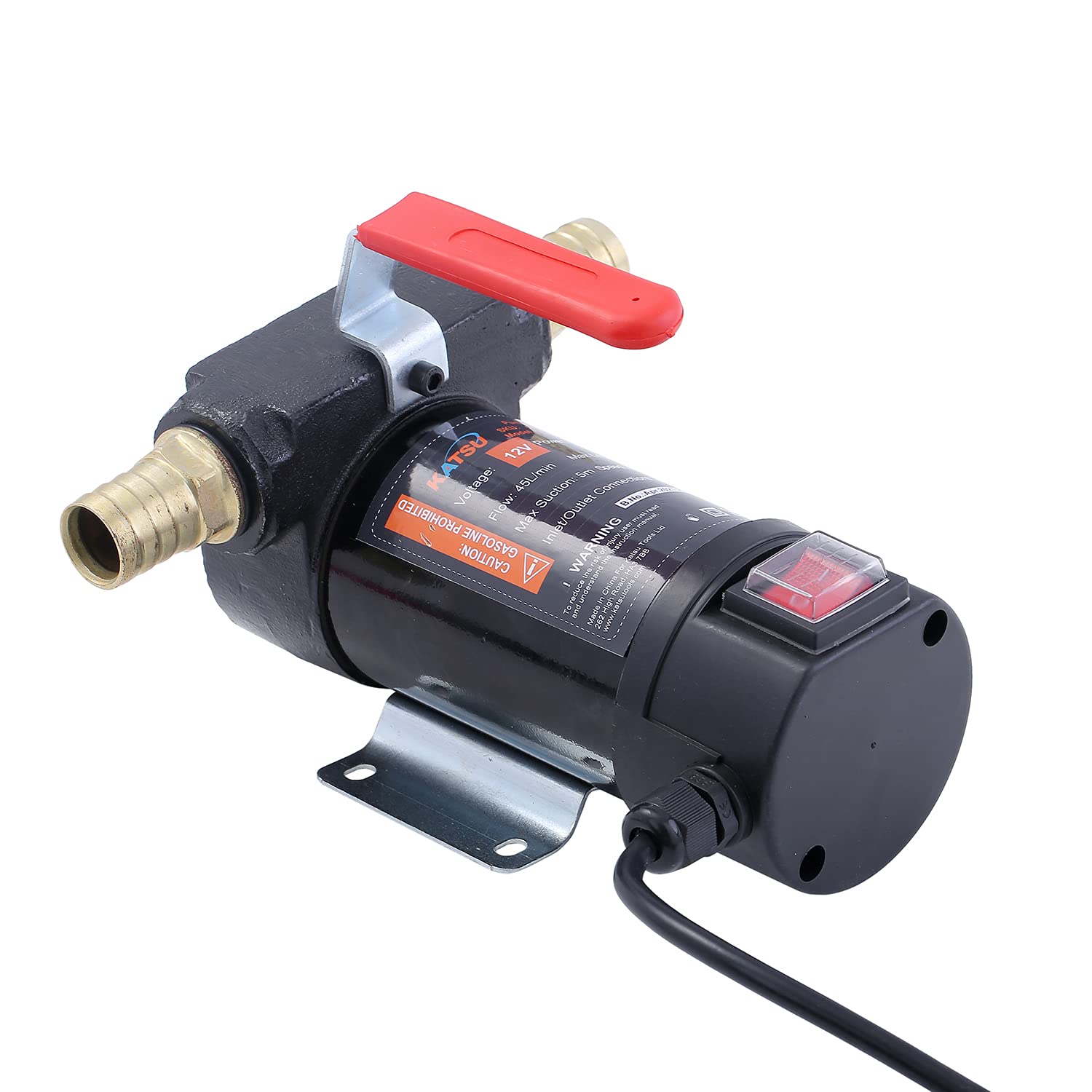 KATSU Bomba de Transferencia Diésel, 175 Vatios, 12V DC, Autocebante, Portátil, Fueloil para Tractores Camiones Maquinaria de Construcción 482111