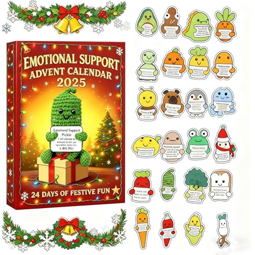 Emotionaler Support Adventskalender 2025 mit 24 einzigartigen 2D Acryl-Figuren | Weihnachtskalender mit emotionalen Unterstützungstieren | Herzgeschenk für Familie & Freunde jeden Alters