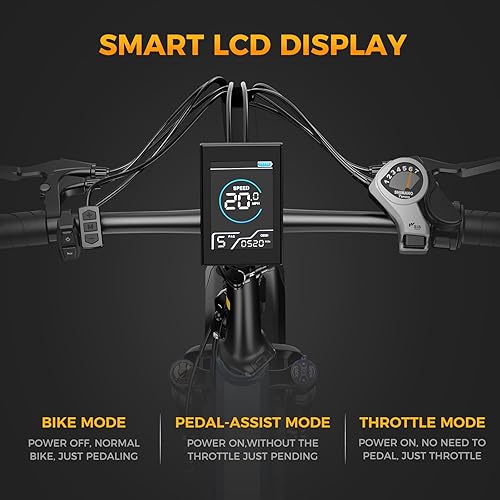 Miniatura 5 de Jasion X-Hunter - Bicicleta eléctrica para adultos, motor pico de 1400 W, velocidad máxima de 30 MPH, batería extraíble de 48 V 13 AH, diseño de