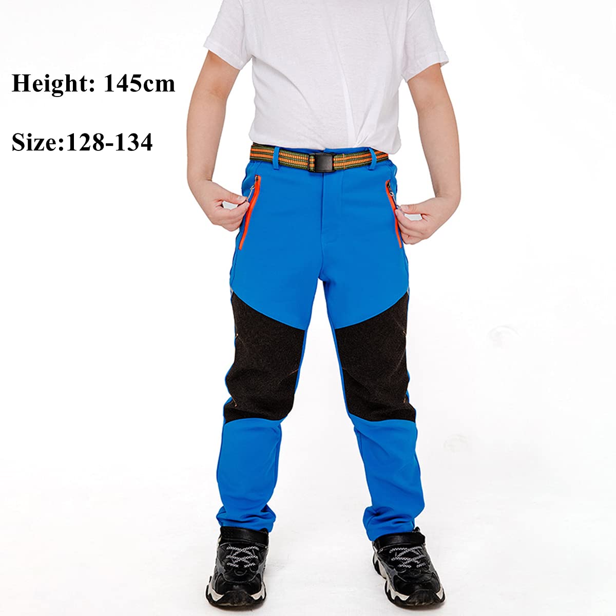 Daysskk Pantalones de softshell para niños, forro polar, para exteriores, cálidos, para invierno, para la nieve, pantalones de senderismo para niños y niñas, resistentes al agua, 100-170