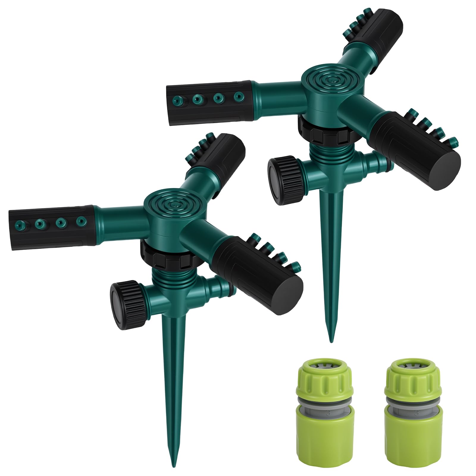 YHNDECO Garden Sprinkler, 360 Degree Rotating Water Sprinkler, Automatic Lawn Water Sprinkler, Automatic Lawn Sprinkler with 3 Adjustable Arms for Watering Plants Flowers Veggies Grass Lawn Plants