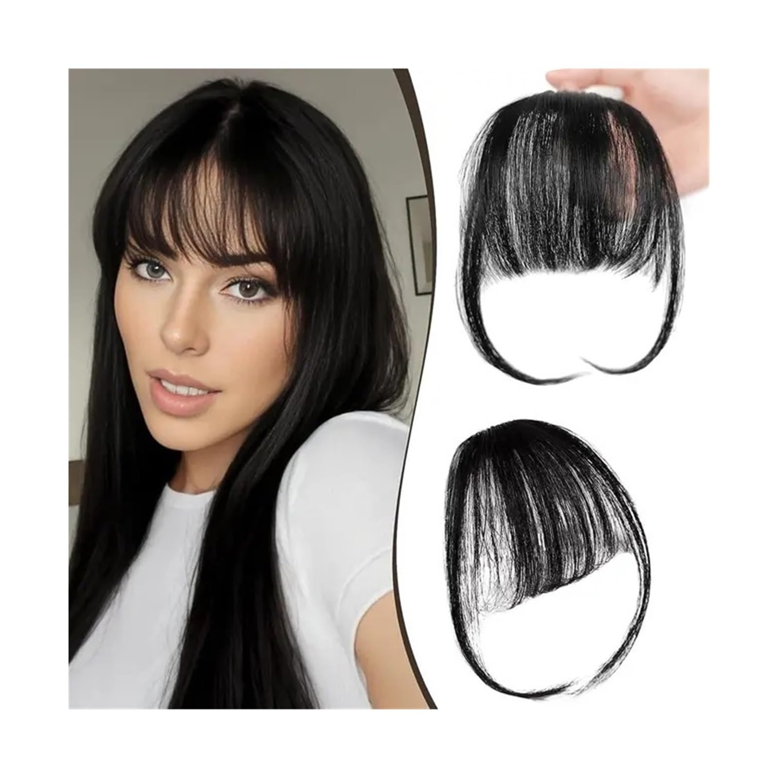 Fake Bangs Synthetic Air Bangs Styling Tools Clip In Hair Extension Fake Invisible Fringe Natural Black Brown Bangs Hair Accessories Bangs Hair Clip Extensions(K18-4)