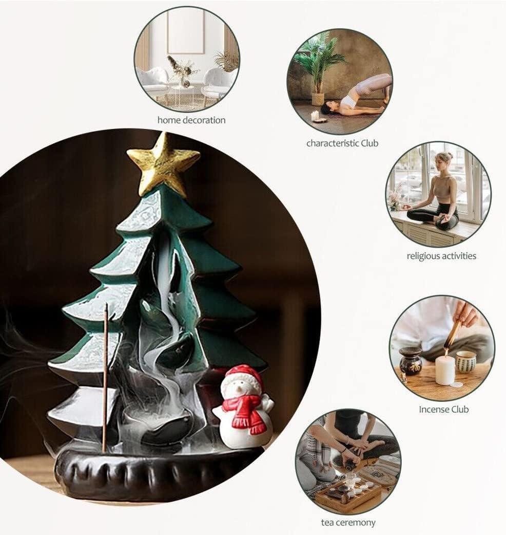 Creative Ceramics Meditation Backflow Incense Burner Christmas Tree Aromatherapy Furnace Incense Holder Home Decoration