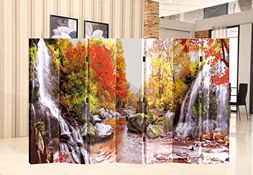 Divisor de sitio plegable de la pantalla Shoji del estilo oriental 7-panel, caída del agua en la montaña del follaje