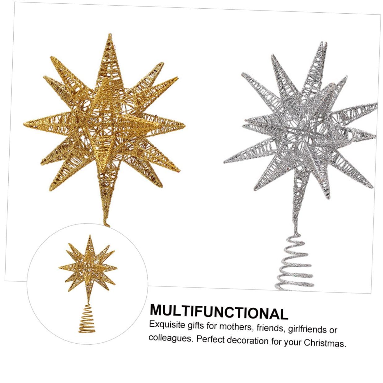 Decoración Estrella de Hierro para Árbol de Navidad Adorno Colgante Dorado para Ventana Accesorio Festivo Resistente y Decorativo para Fiestas y Hogar