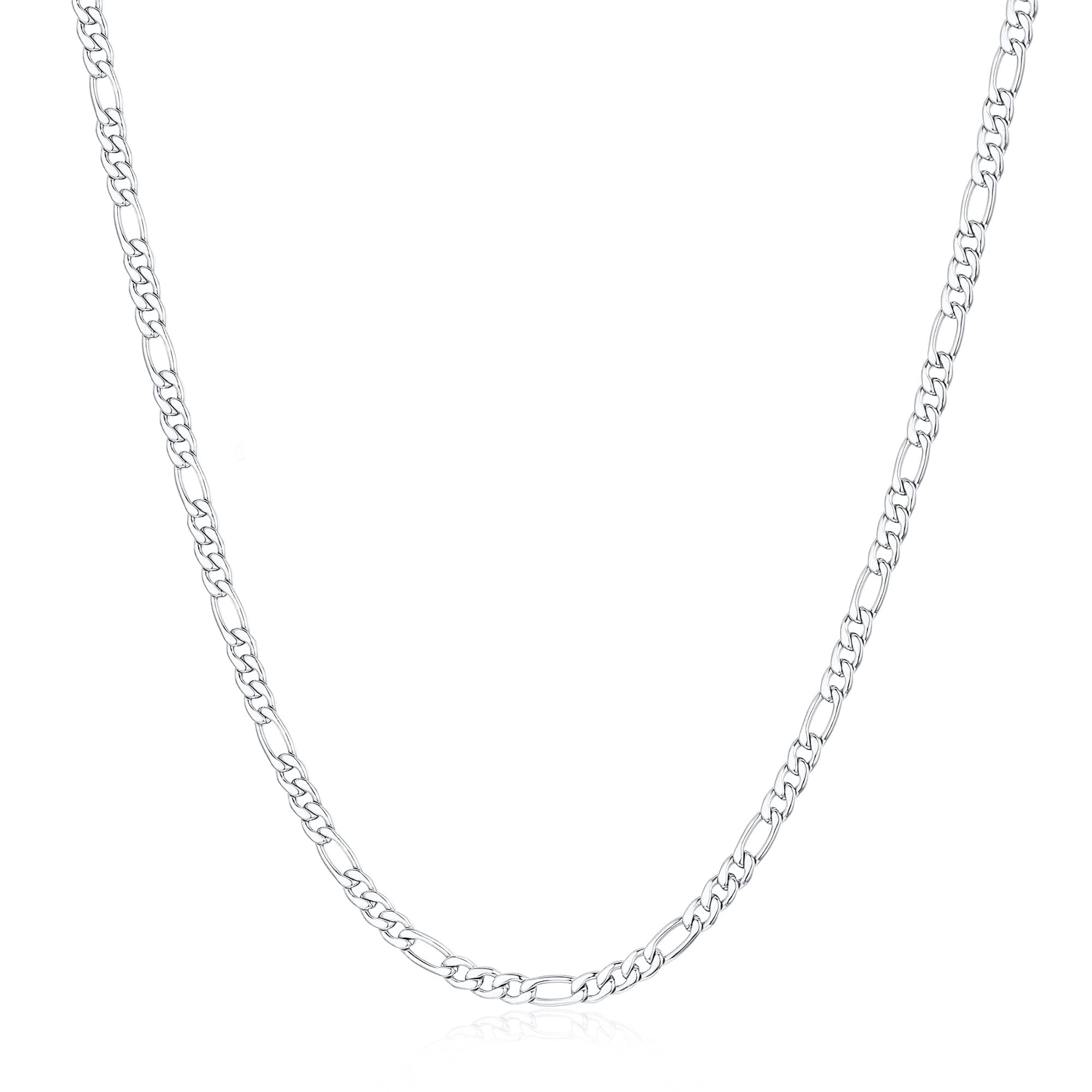 Esrael 3/5 mm Echtes Silber/14K Echtes Gold Plattierte Kubanische Kette für Männer und Jungen, Edelstahlkette Robuste lichtechte Halskette Schmuck Geschenke für ihn 16/18/20/22/24 Zoll