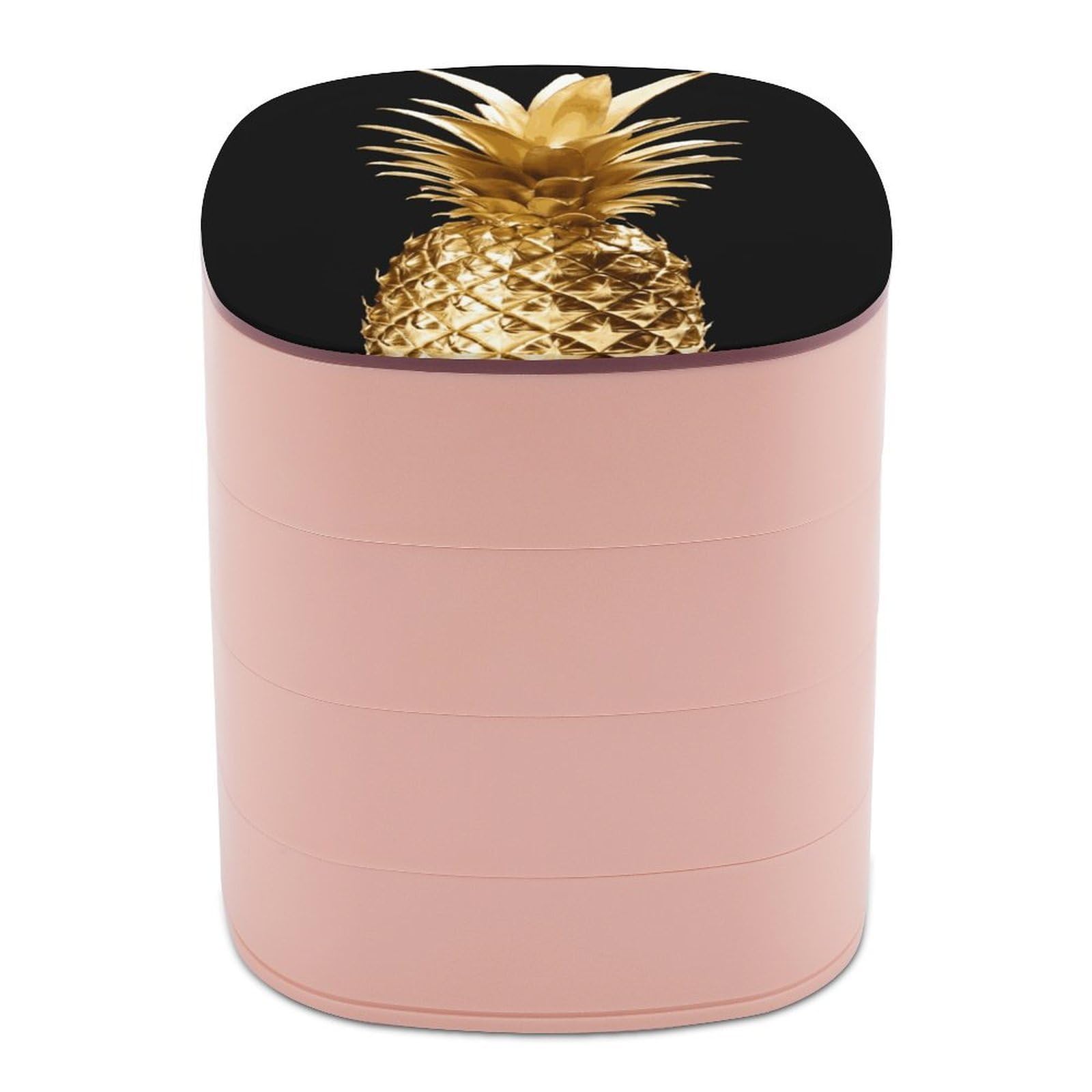 JTREHY Gold Pineapple Jewelry Box 4-Layer Covered Rotating Jewelry Storage Box Large Capacity Storage Boxes Portable Jewelry Case for Bracelets Earrings Necklace