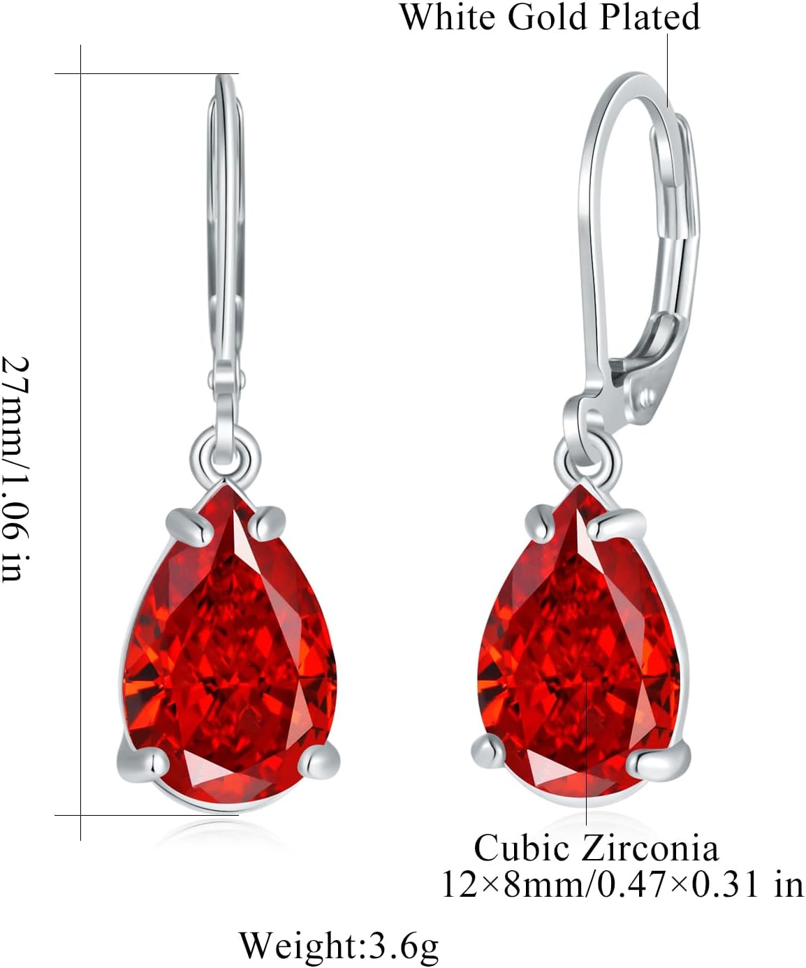 CiNily Leverback Dangle Drop Earrings for Women Girls 14K White/Gold Plated Teardrop Earrings Cubic Zircon Hanging Lever Earrings Fashion Graduation Party Weddings Jewelry Gifts - Image 3