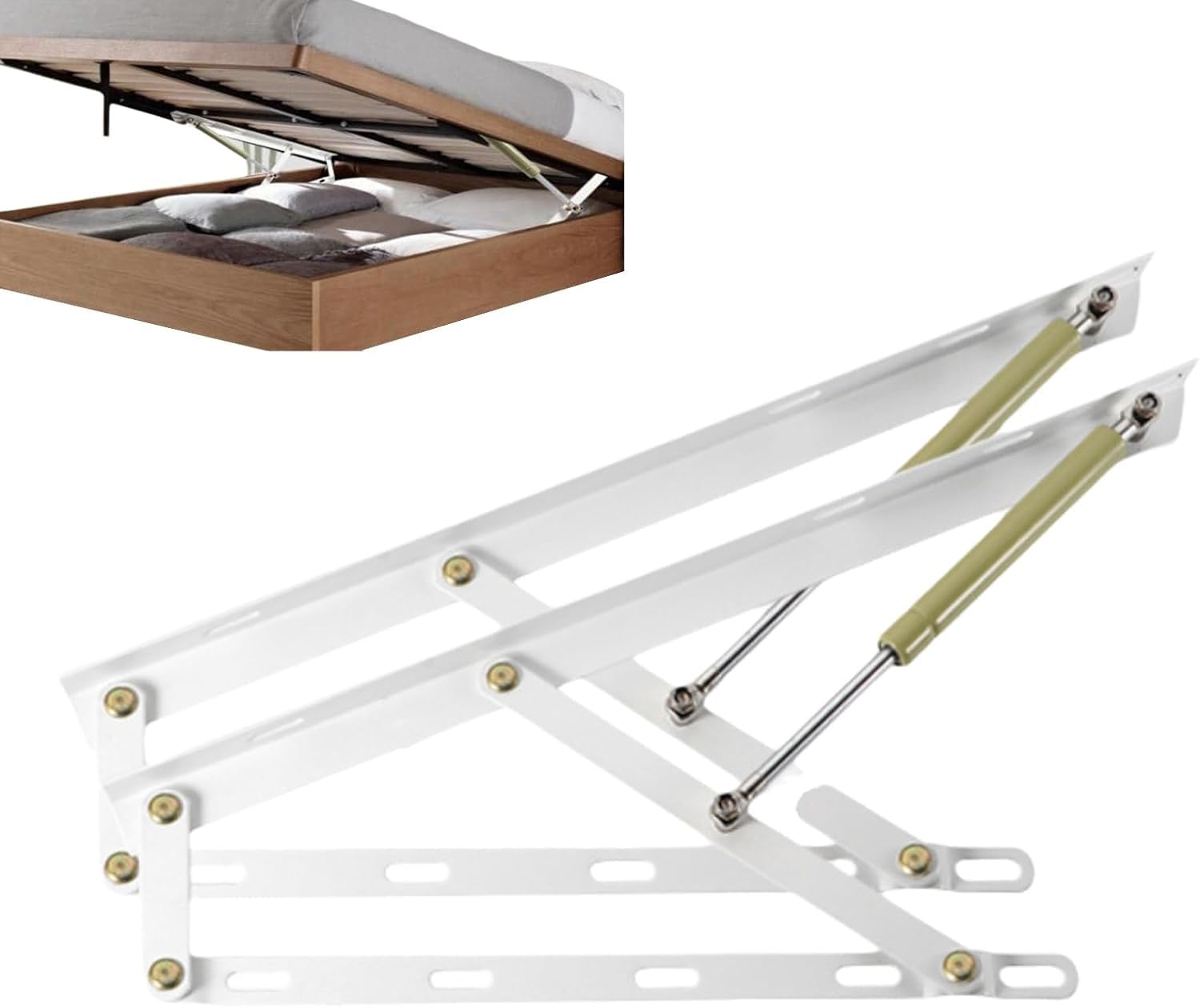 Heavy Duty Gas Spring Bed Lift,Gasd Strut for Ottomans Beds,Storage Lifts Hinge Mechanism,Heavy Lift Kit Hydraulic,Gasd Springs Beds Storage(White,90cm)